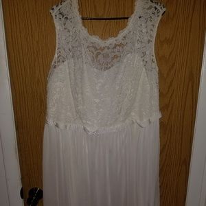 David's Bridal light cream lace and chiffon dress
